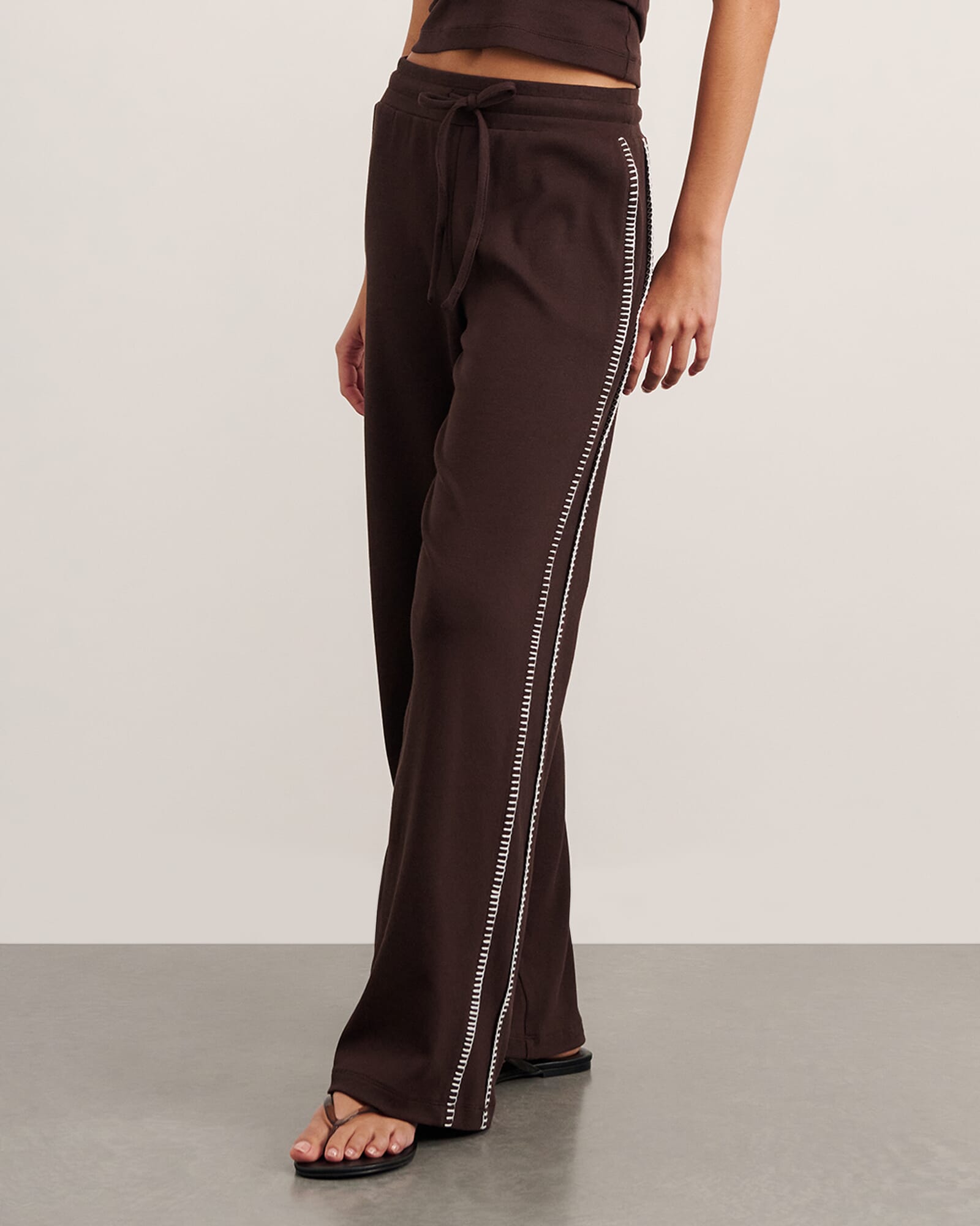 JAG celina blanket stitch pant darkchocolate