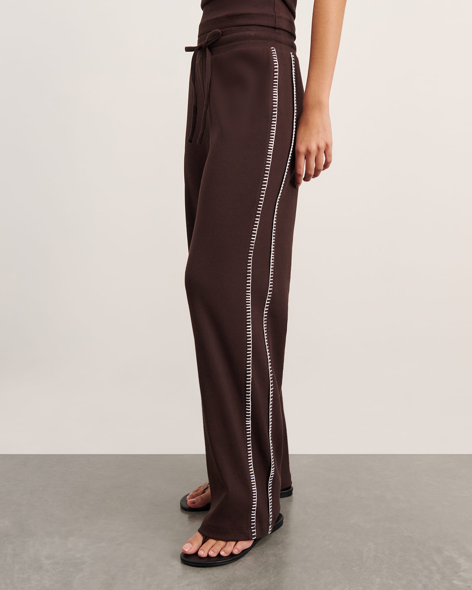JAG celina blanket stitch pant darkchocolate