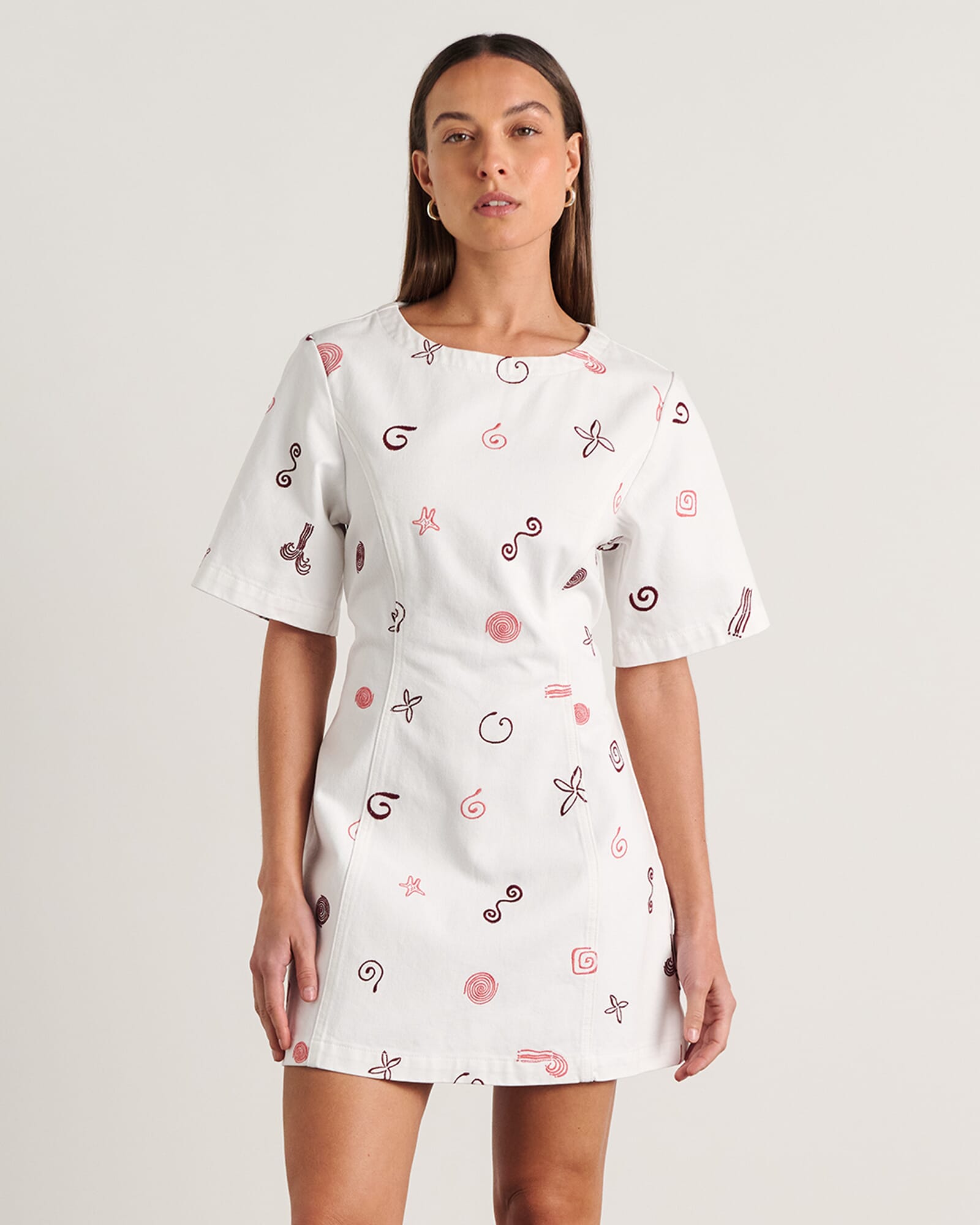 JAG bowie mini dress wineberryivory