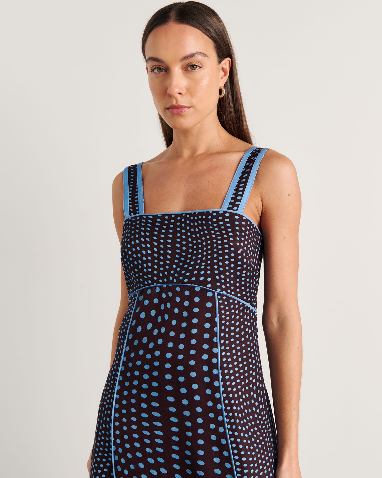 JAG ania spot midi dress brownmulti