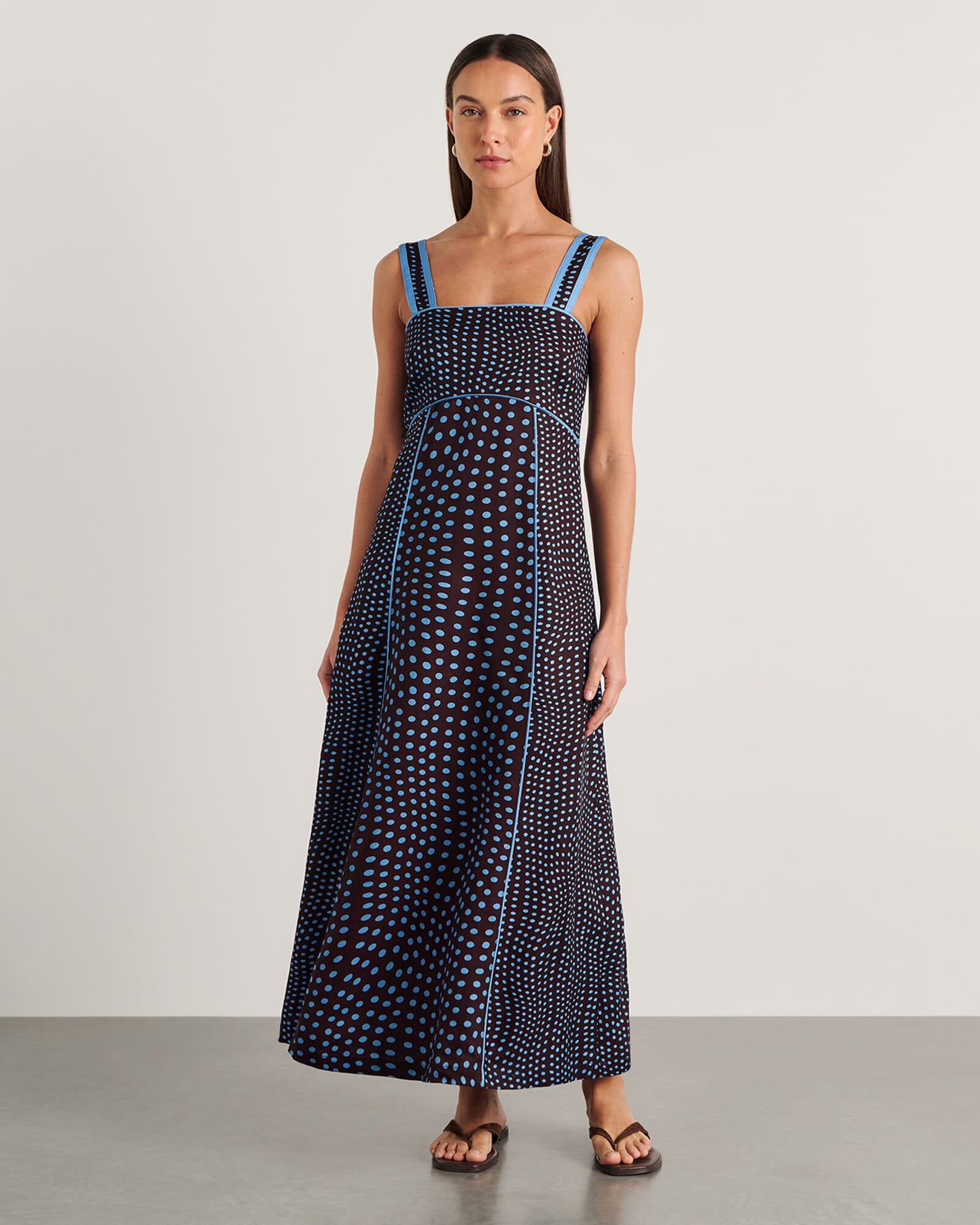 JAG ania spot midi dress brownmulti