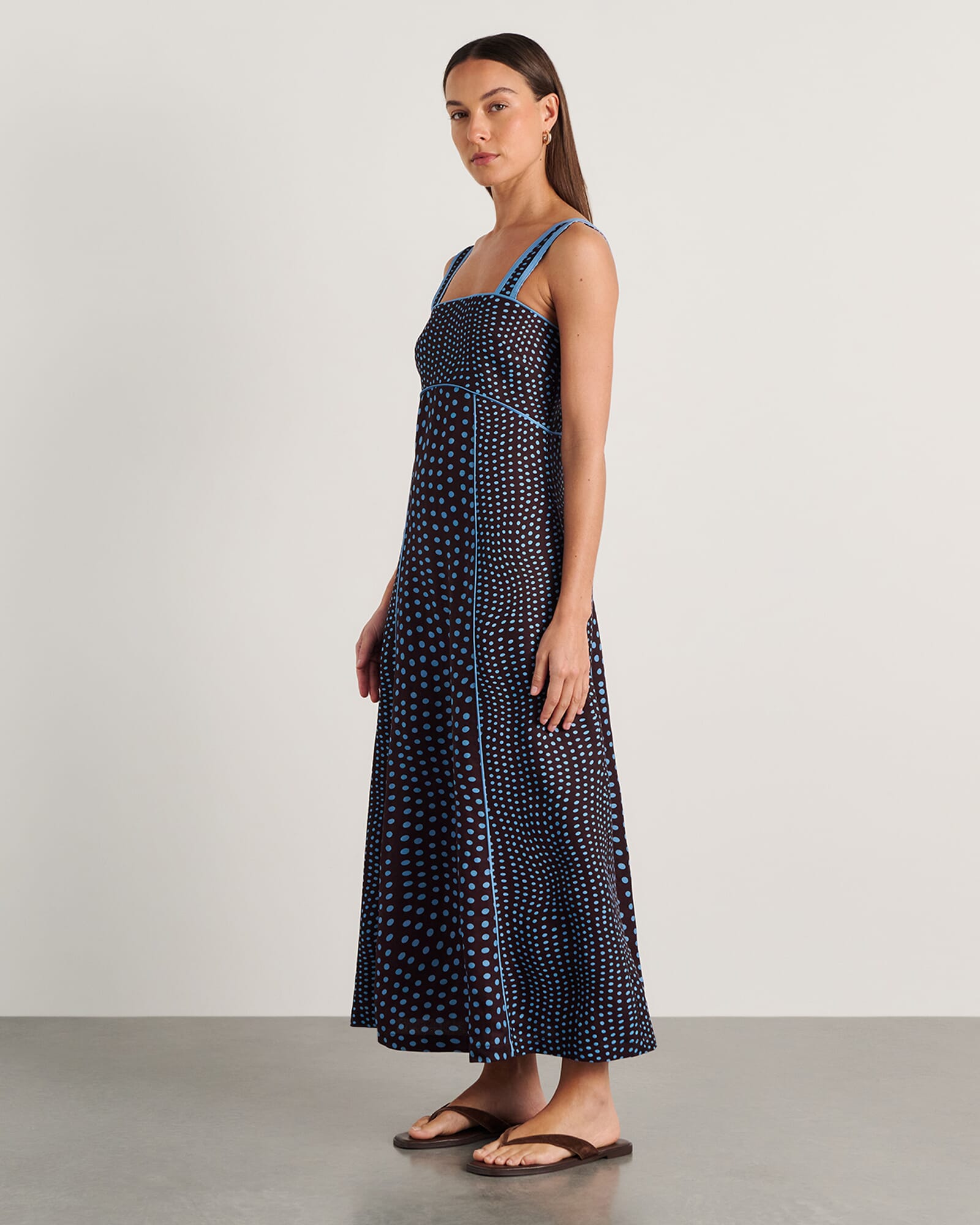 JAG ania spot midi dress brownmulti