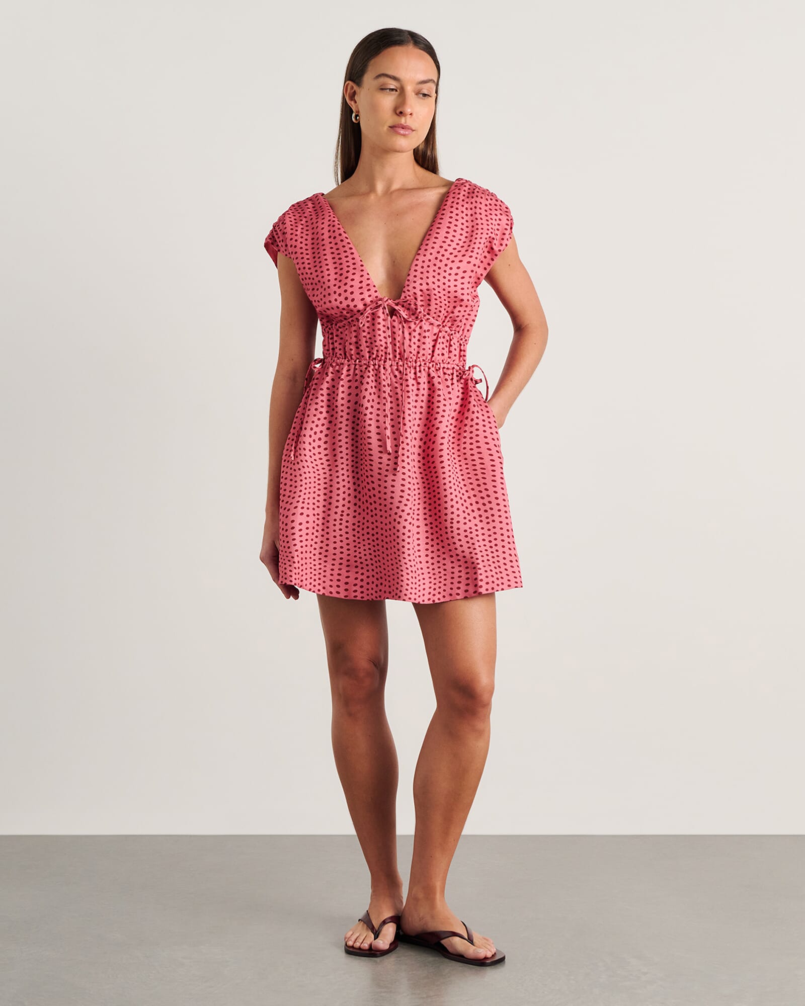 JAG ania tie mini dress pinkmulti