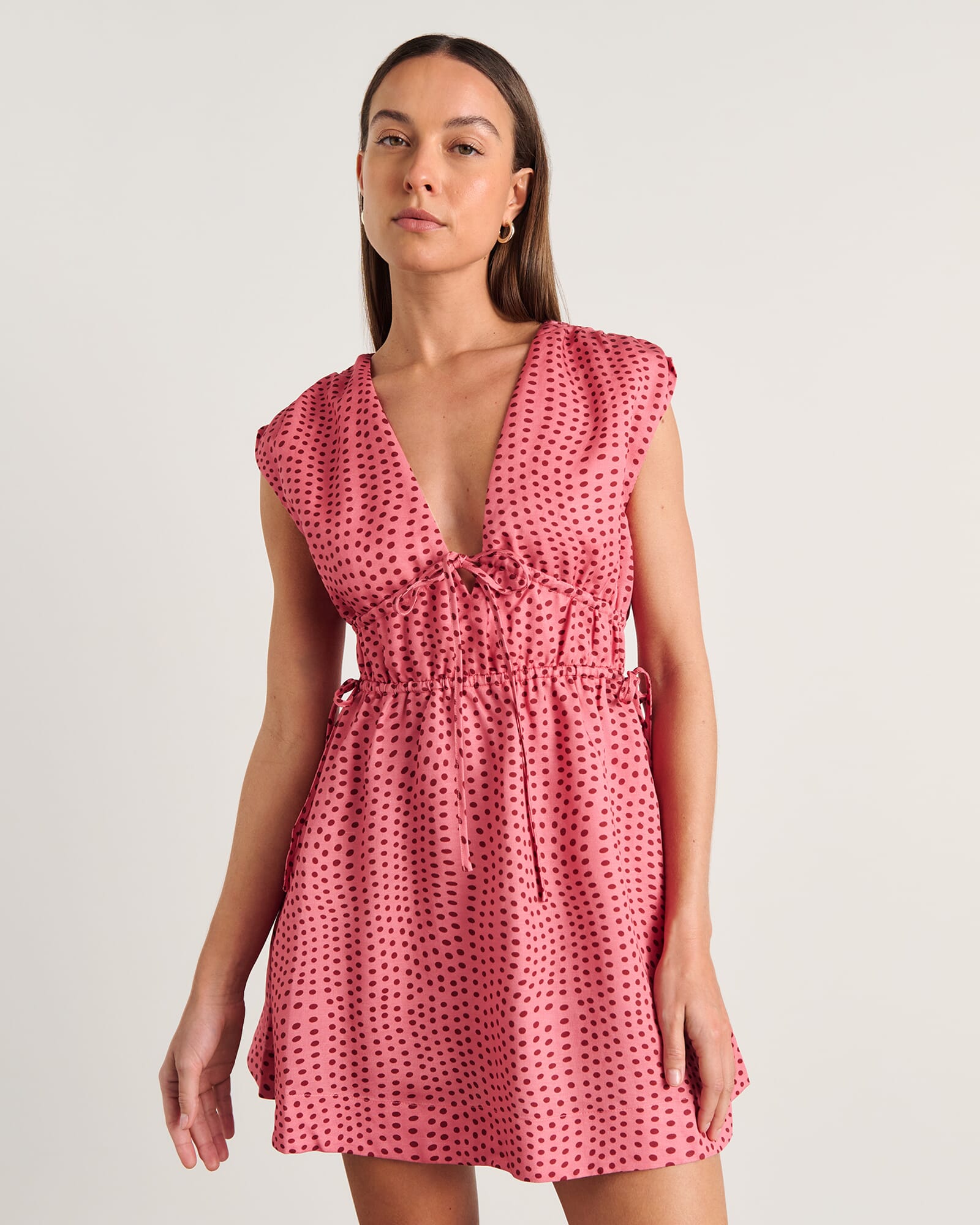 JAG ania tie mini dress pinkmulti