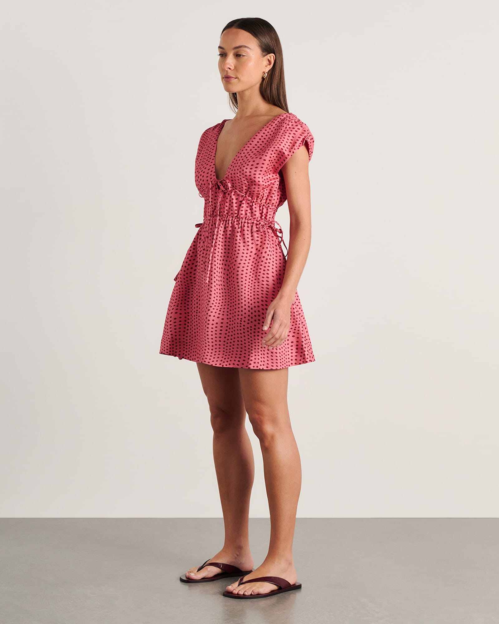 JAG ania tie mini dress pinkmulti