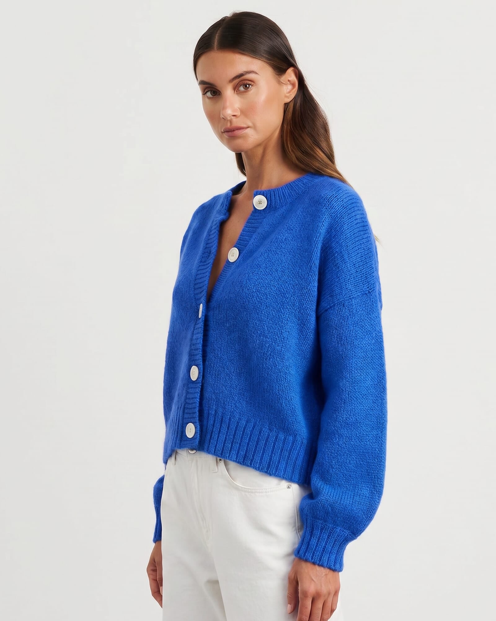 JAG lily fluffy knit cardigan cobalt