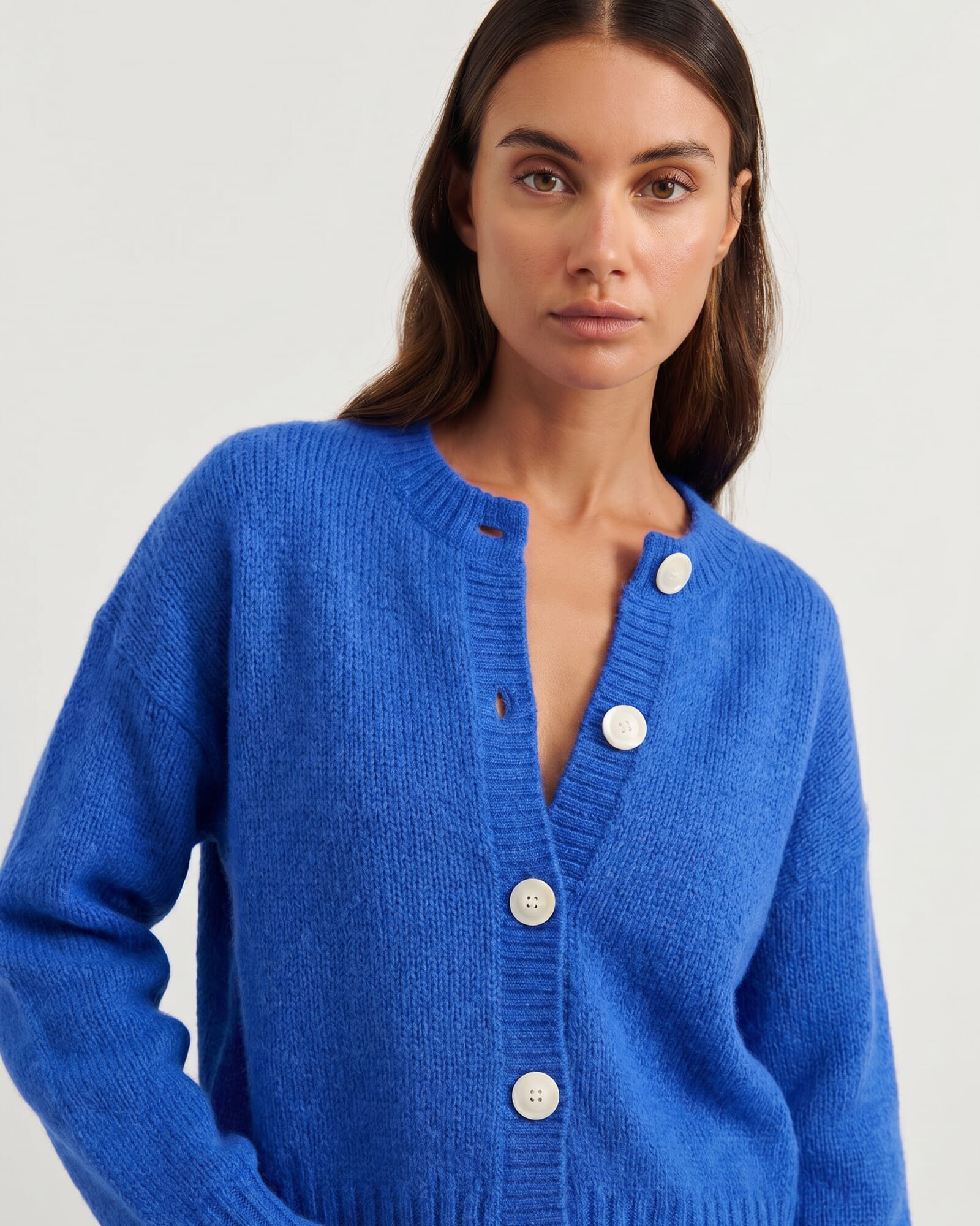 JAG lily fluffy knit cardigan cobalt