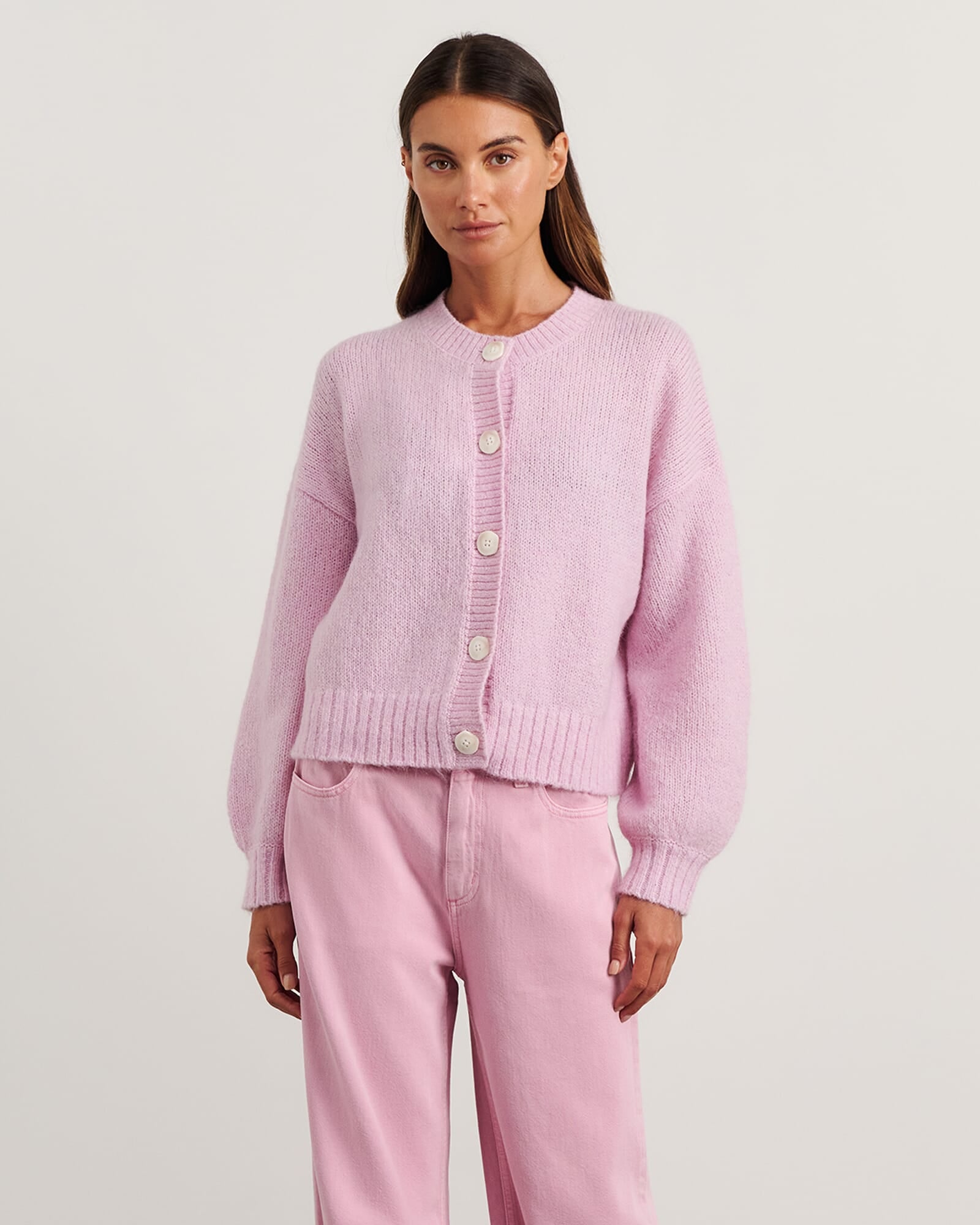 JAG lily fluffy knit cardigan pinkfrost
