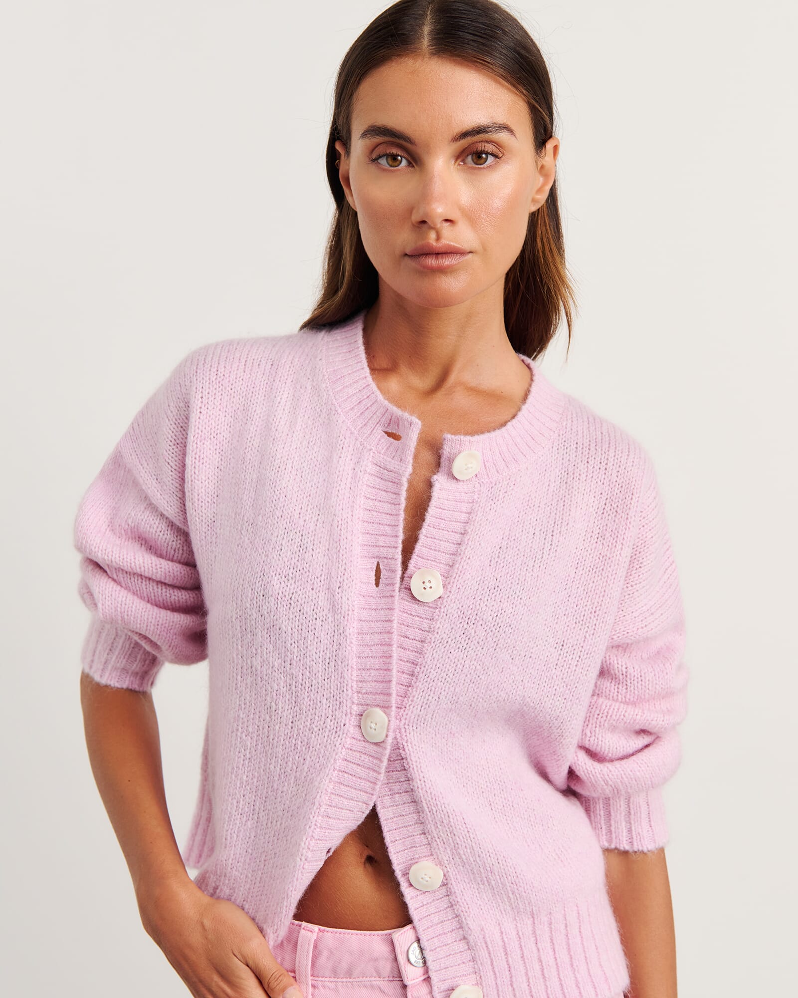 JAG lily fluffy knit cardigan pinkfrost