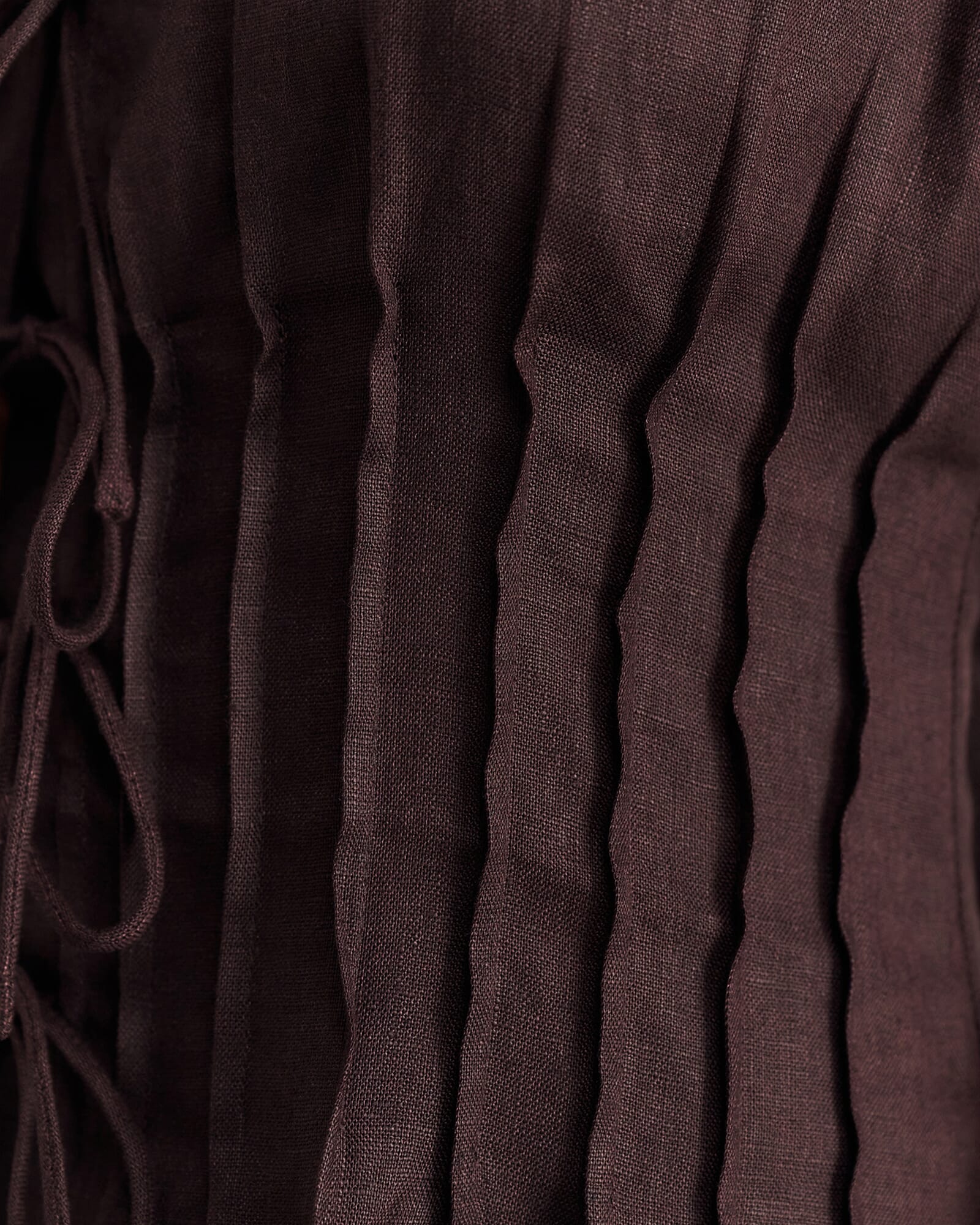 JAG delphine pintuck linen mini dress darkchocolate