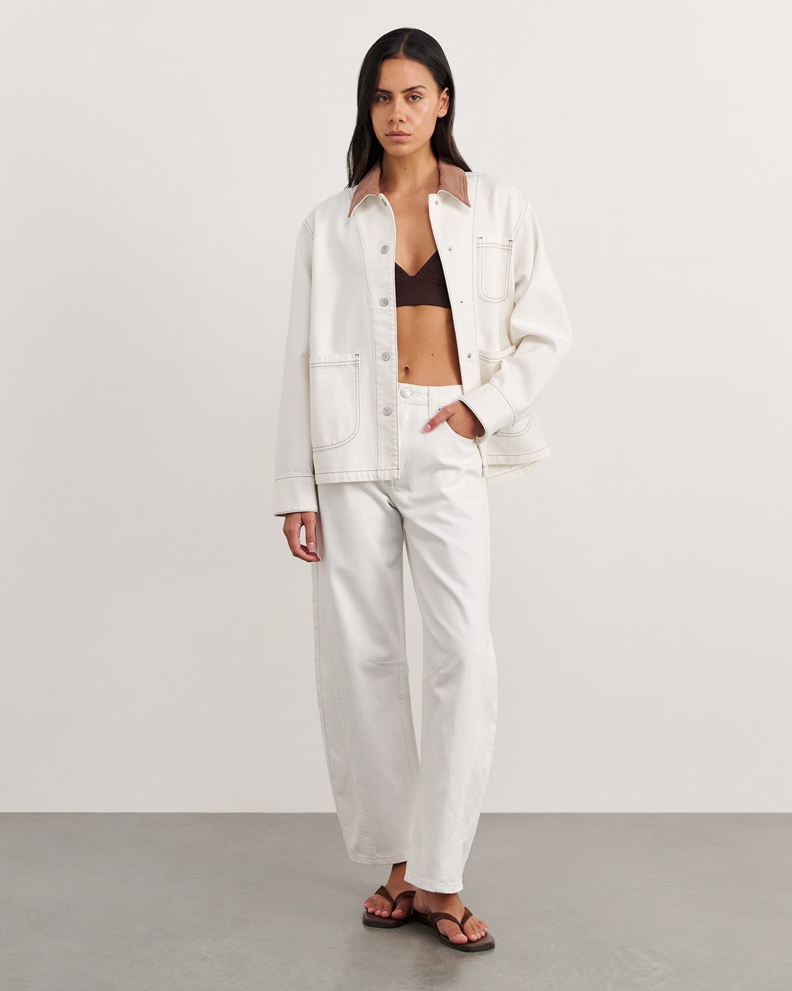 JAG denim barn jacket white