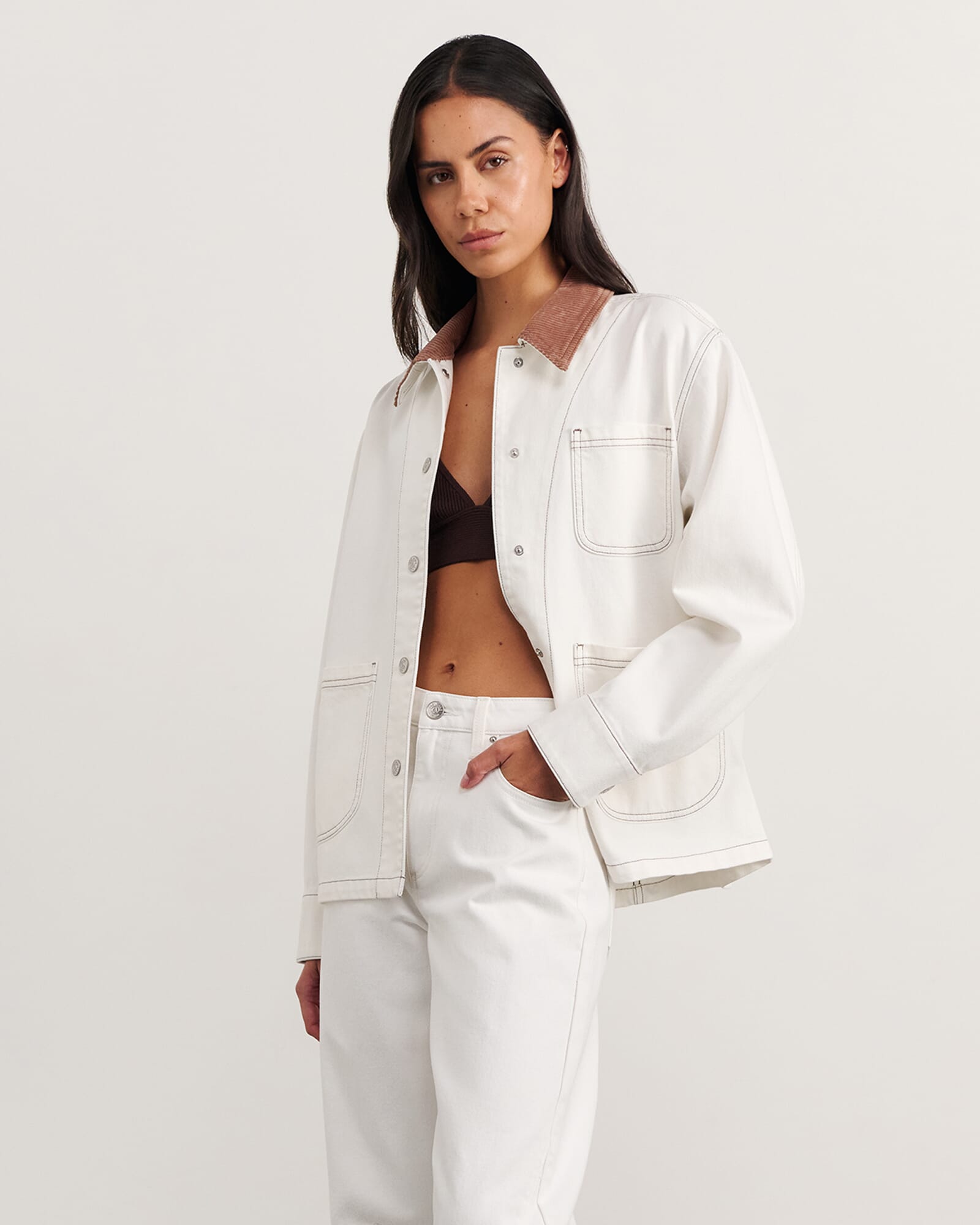 JAG denim barn jacket white