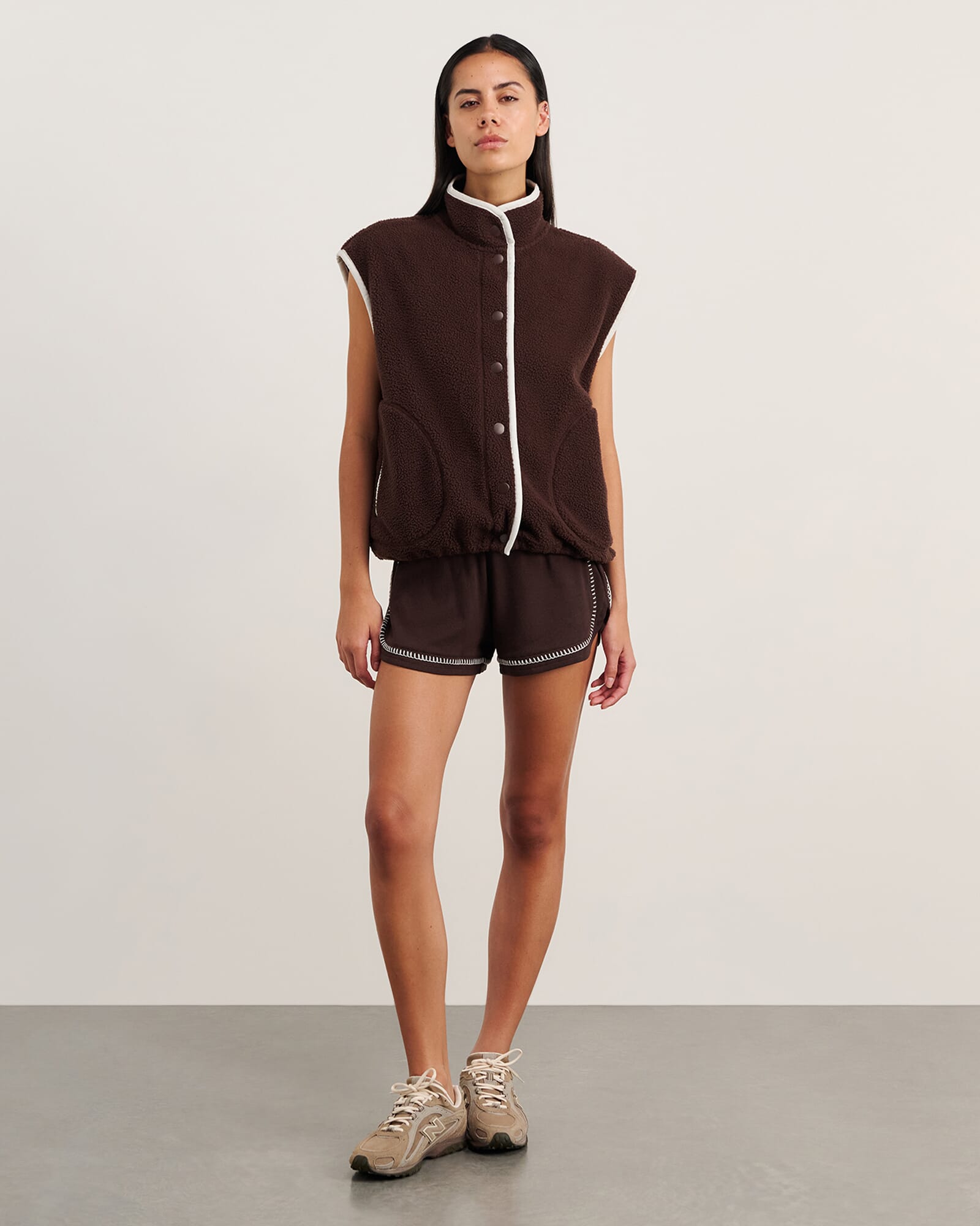 JAG polar fleece vest darkchocolate
