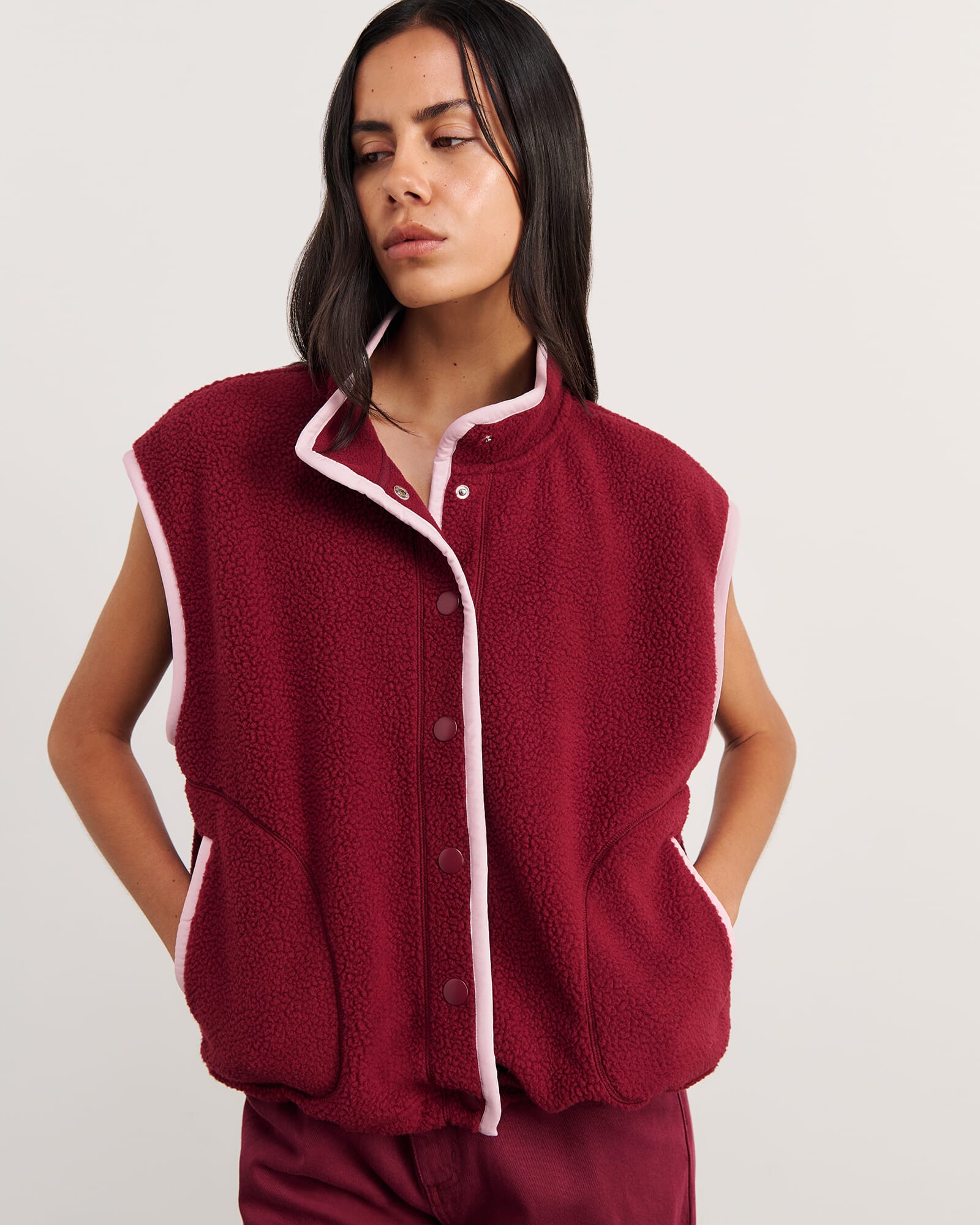 JAG polar fleece vest wine