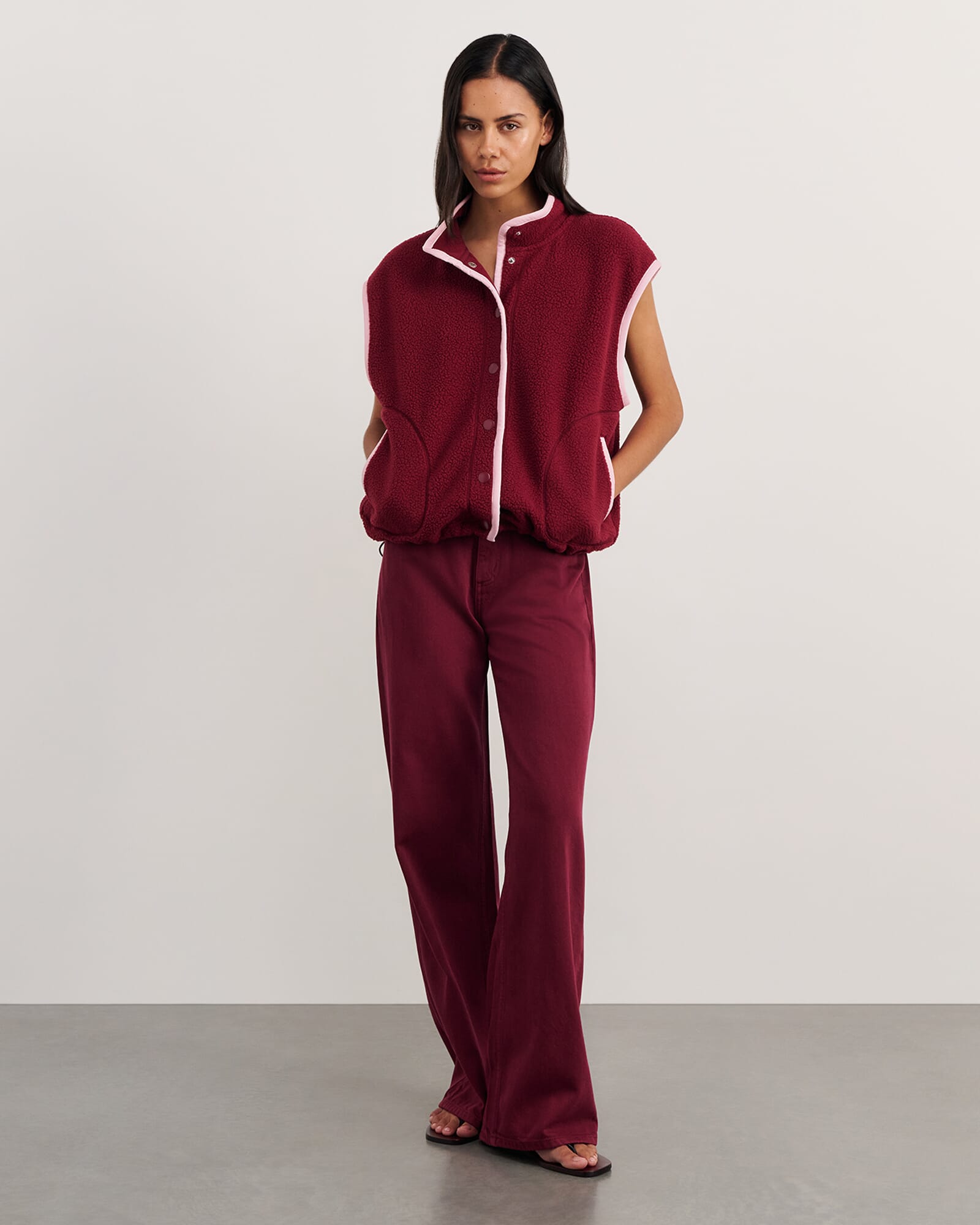 JAG polar fleece vest wine