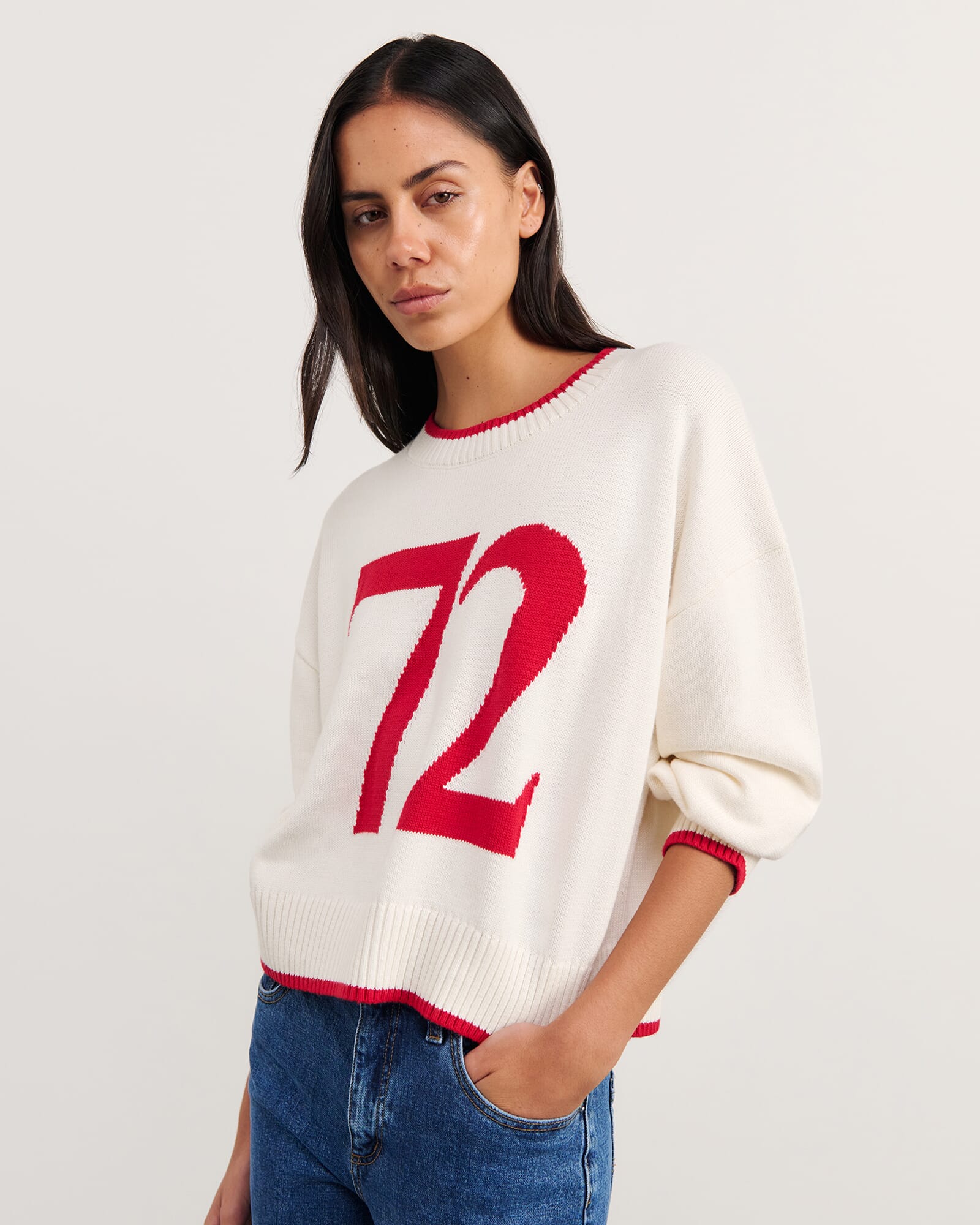 JAG gia crew knit whitemerlot